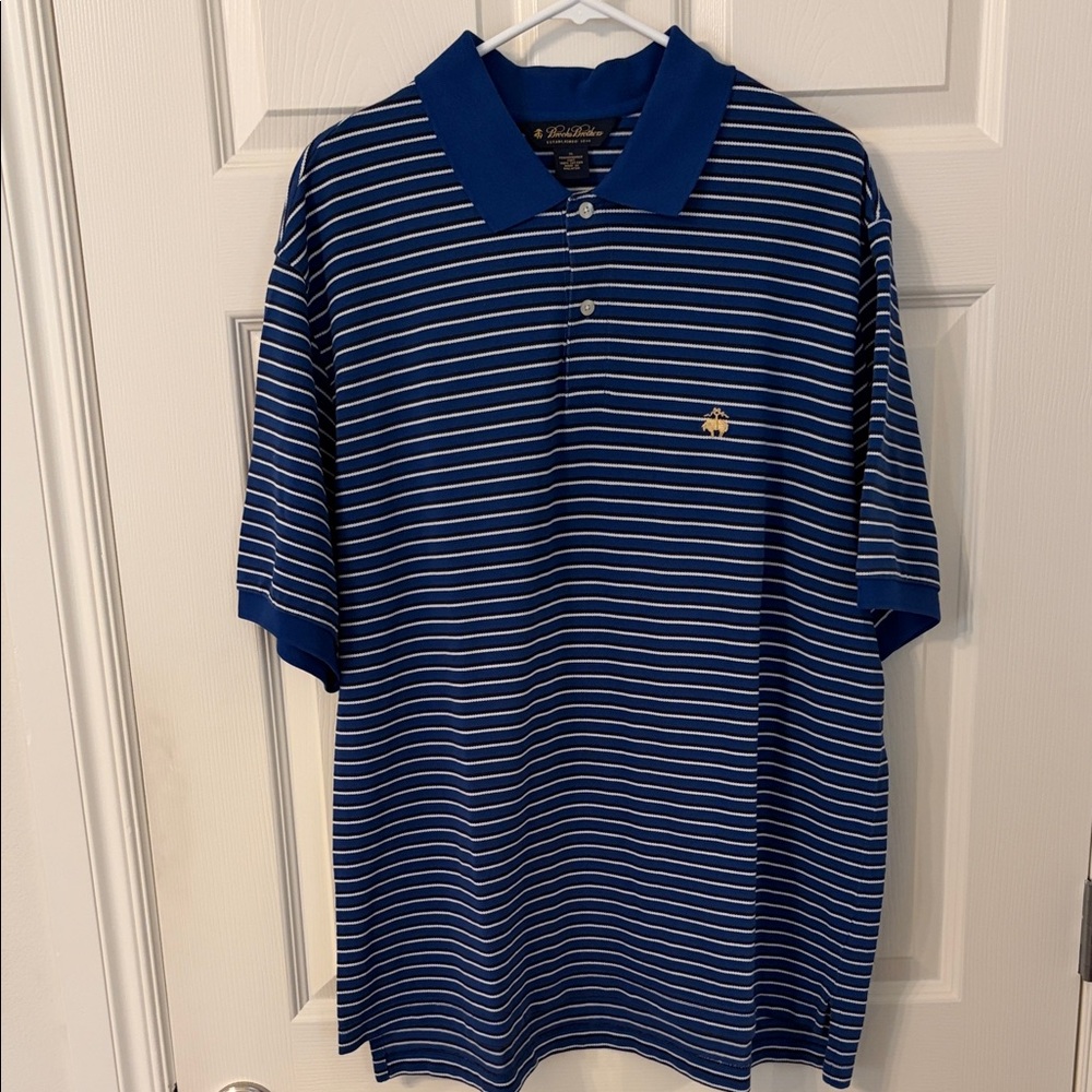Brooks Brothers Navy and White Striped Polo